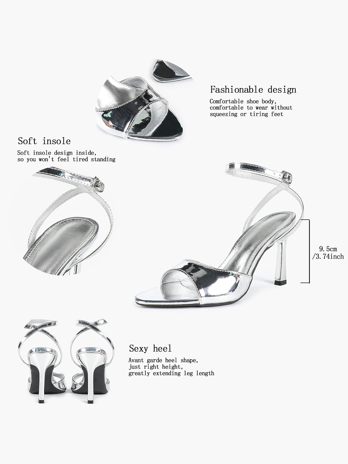 Open Toe Ankle Strap High Heel Sandals Stiletto Heel Sandals Summer Party Date Night
