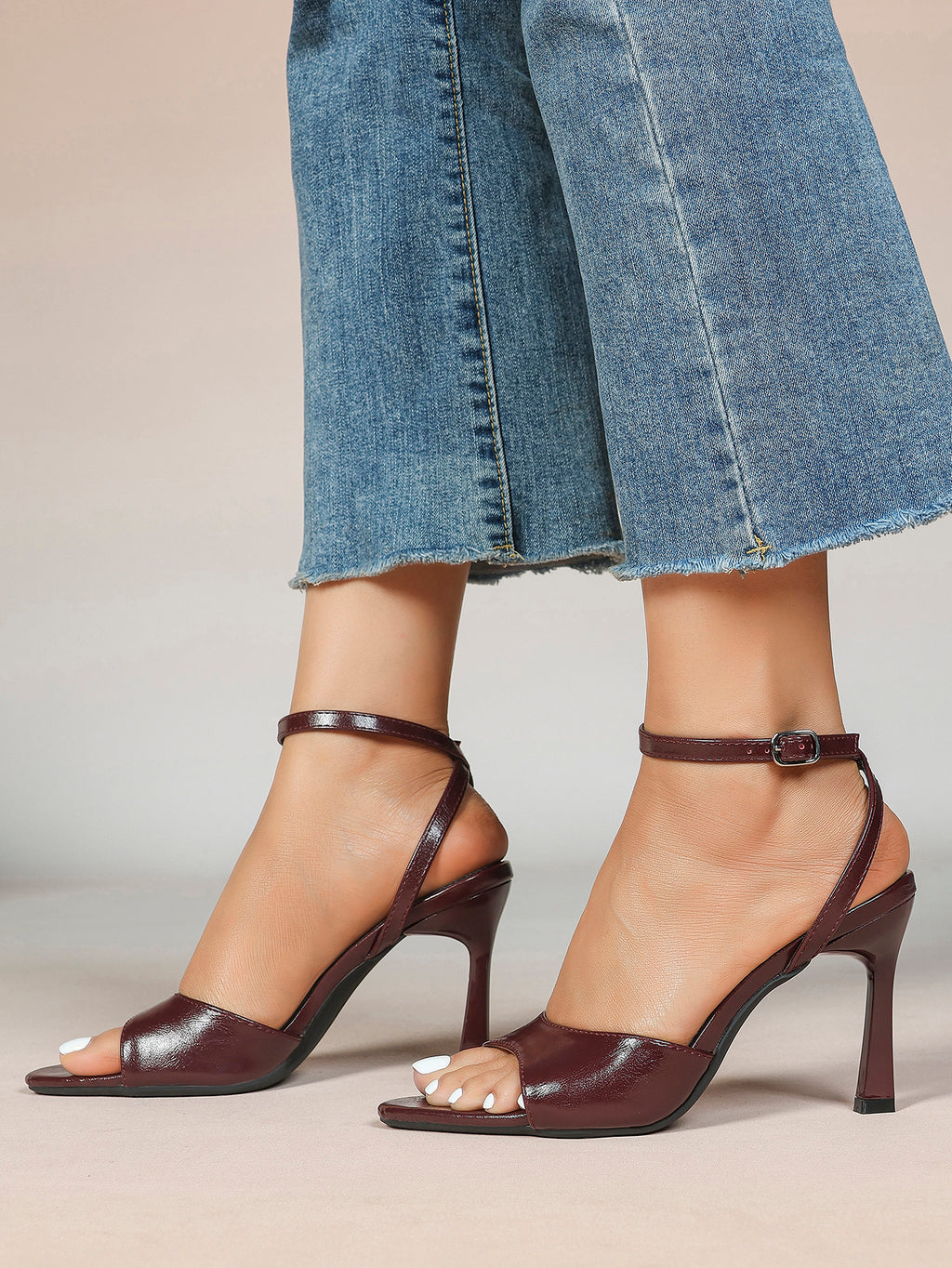 Open Toe Ankle Strap High Heel Sandals Stiletto Heel Sandals Summer Party Date Night
