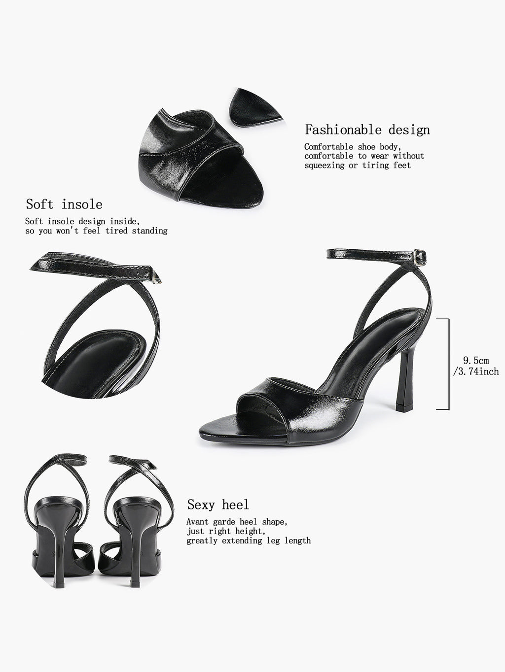 Open Toe Ankle Strap High Heel Sandals Stiletto Heel Sandals Summer Party Date Night