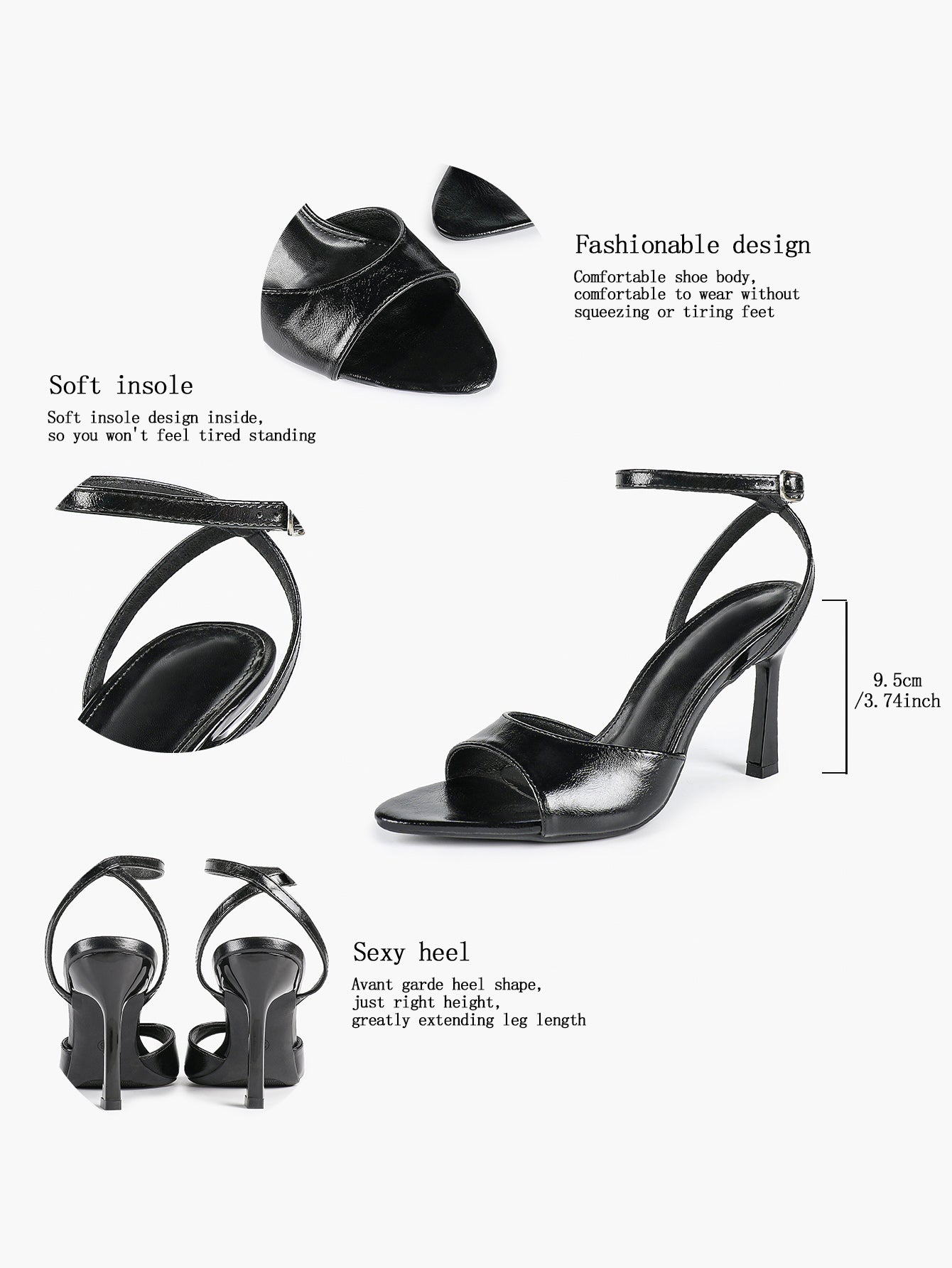 Open Toe Ankle Strap High Heel Sandals Stiletto Heel Sandals Summer Party Date Night
