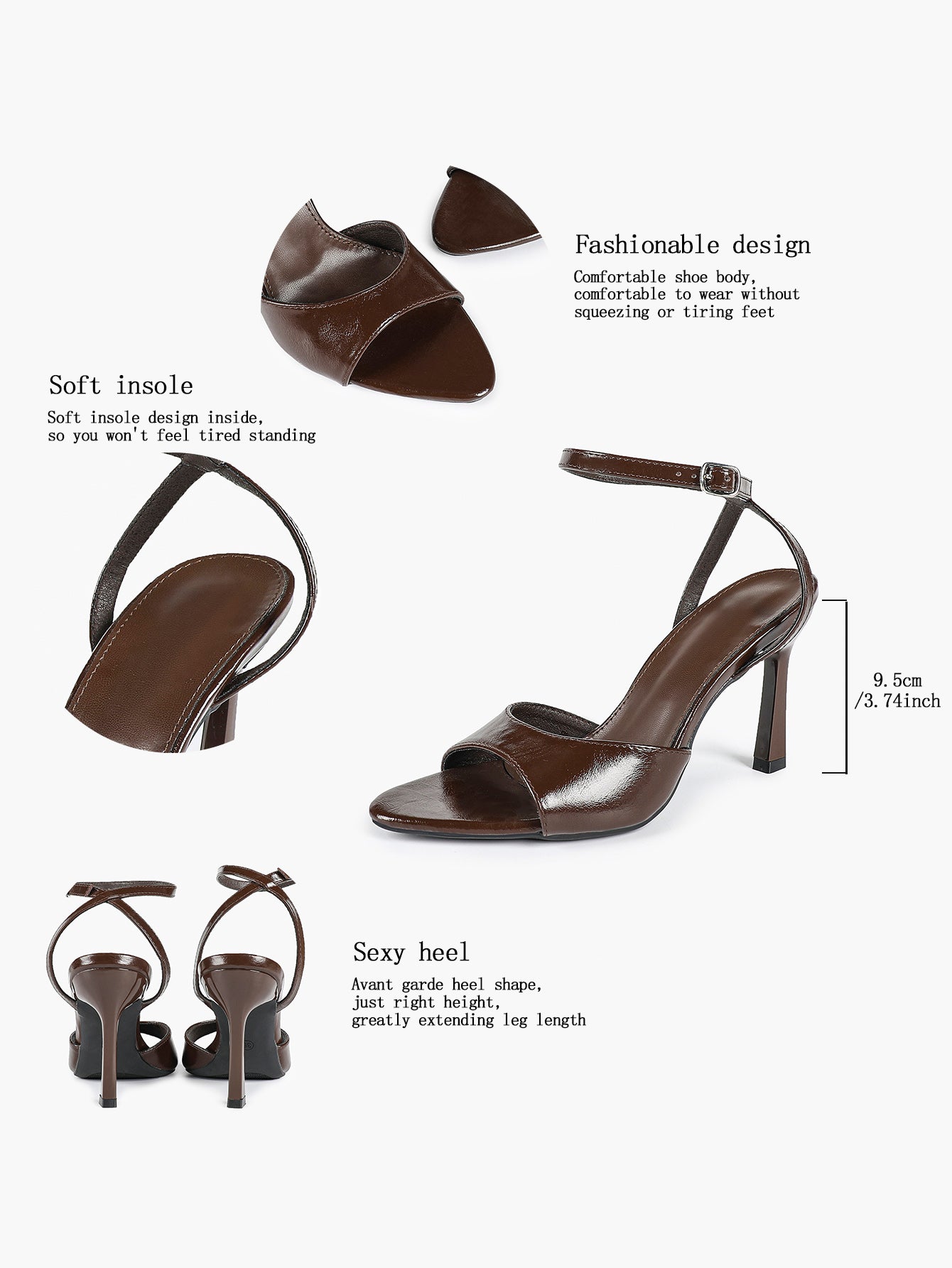 Open Toe Ankle Strap High Heel Sandals Stiletto Heel Sandals Summer Party Date Night