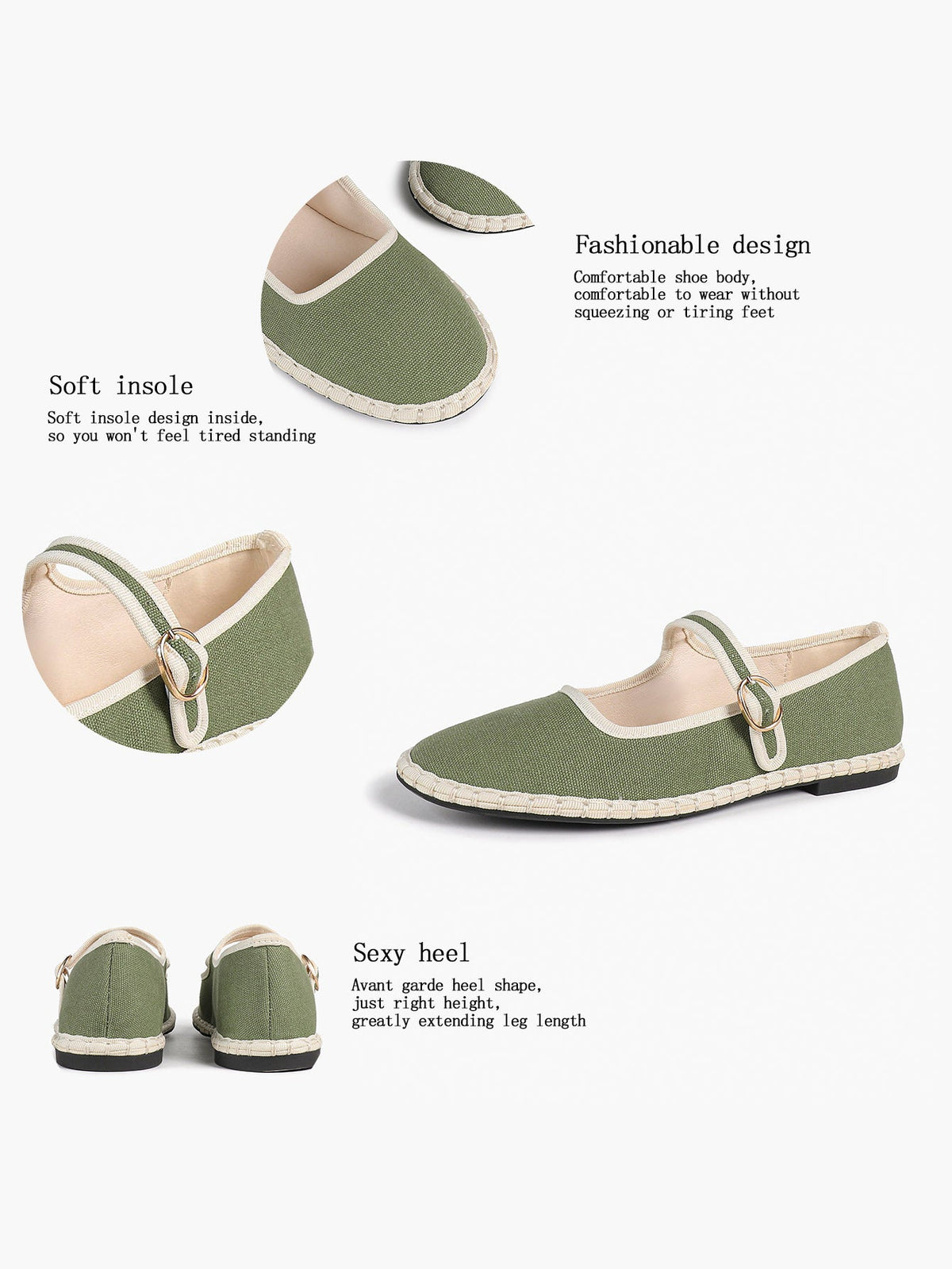 Women's Woven Mary Jane Flats Brown Trim Slip On Shoes Vacation Dailywear Shoes ISHIFIVAN