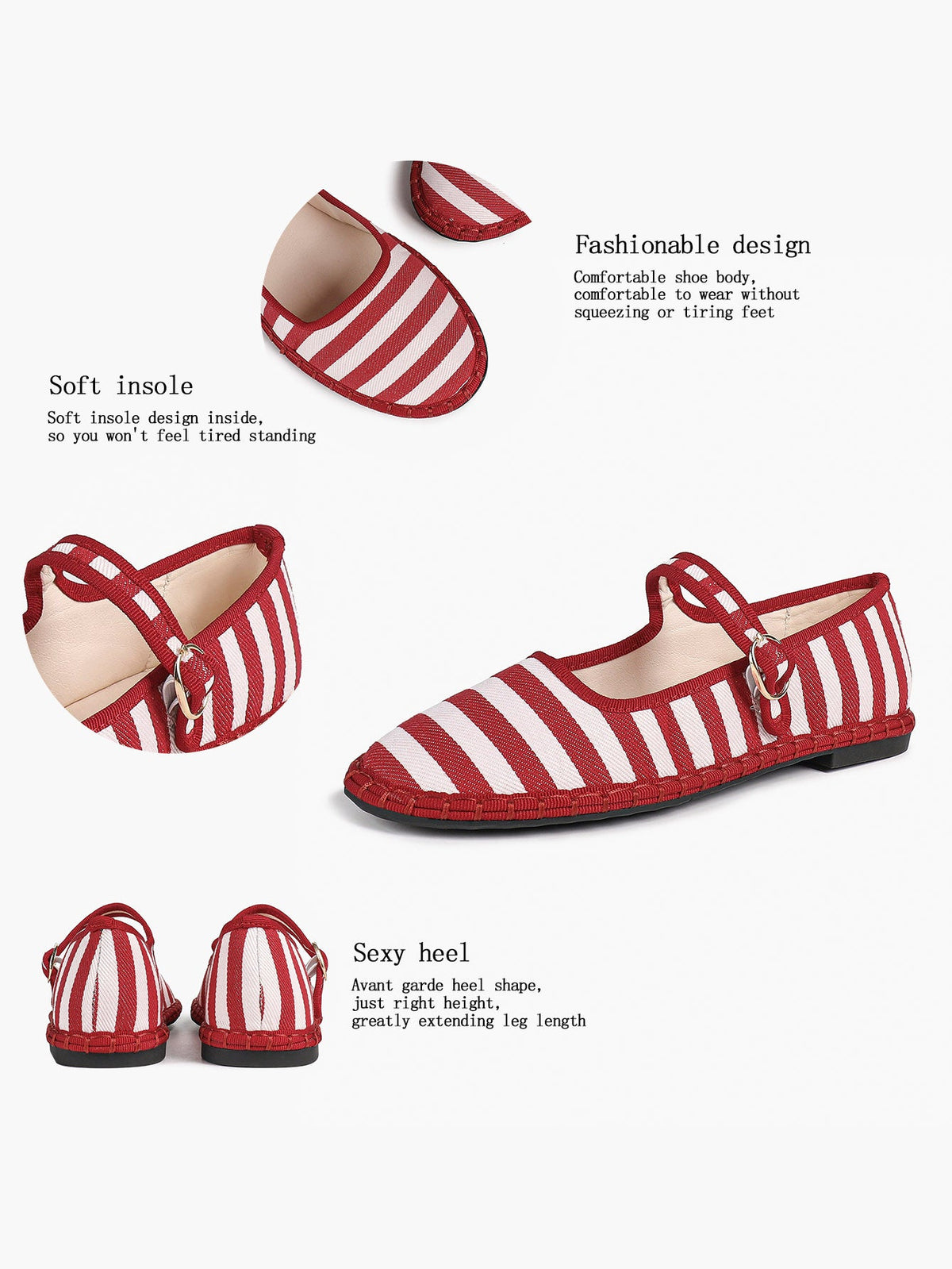 Women's Woven Mary Jane Flats Brown Trim Slip On Shoes Vacation Dailywear Shoes ISHIFIVAN