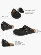 Crisscross Double Buckle Mary Jane Clogs Adjustable Slip-On Mules Flat Shoes Casual Daily Travel