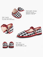 Women's Woven Mary Jane Flats Brown Trim Slip On Shoes Vacation Dailywear Shoes ISHIFIVAN