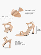 Women's Nude Strap Ankle Strap Sandals Flared Block Heels Daily Wear Date Night