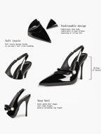 Women's Pearl Detail Slingback Heels Pointed Toe Stiletto Pumps Elegant Dress Formal Evening Shoes