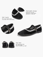 Black Velvet Mary White Lace Trim Jane Flats Pointed Toe Vintage Ballerinas Slip-On Shoes ISHIFIVAN
