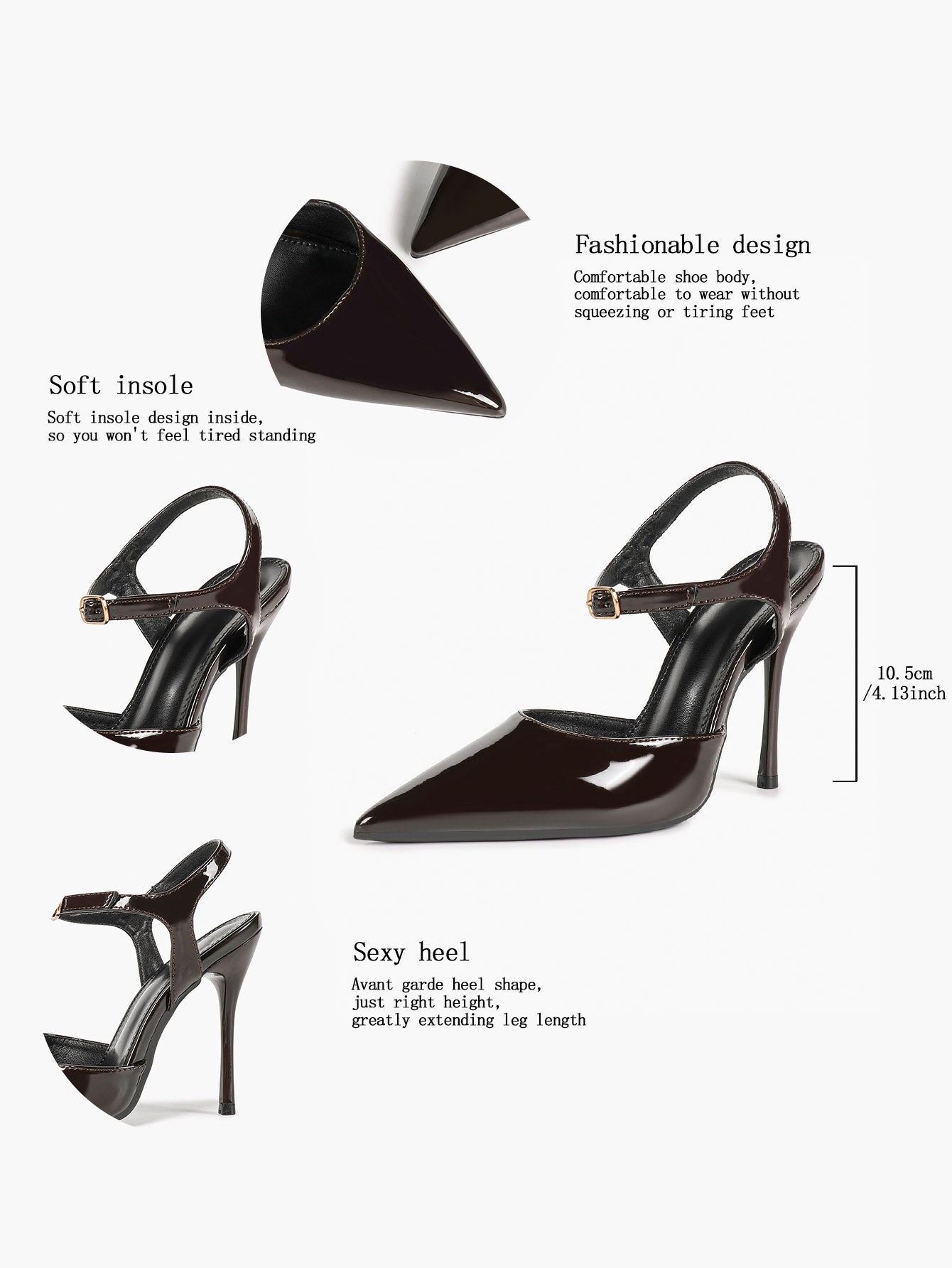 Women's Pointed Toe Stiletto Pumps with Adjustable Buckle Elegant Shoes for Party Night Out