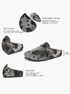 Women's Fuzzy Felt Clogs Adjustable Buckle Slip-On Mules Flat Shoes for Indoor, Outdoor Casual Wear
