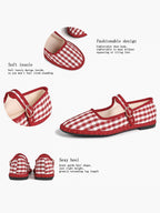 Women's Woven Mary Jane Flats Brown Trim Slip On Shoes Vacation Dailywear Shoes ISHIFIVAN