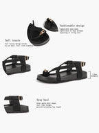 Black Suede Toe Loop Platform Sandals, Ankle Strap with Gold Buckle Daily Wear