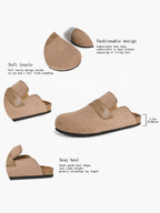 Women's Brown Suede Clogs Casual Slip-On Birkenstock-Style Casual Shoes