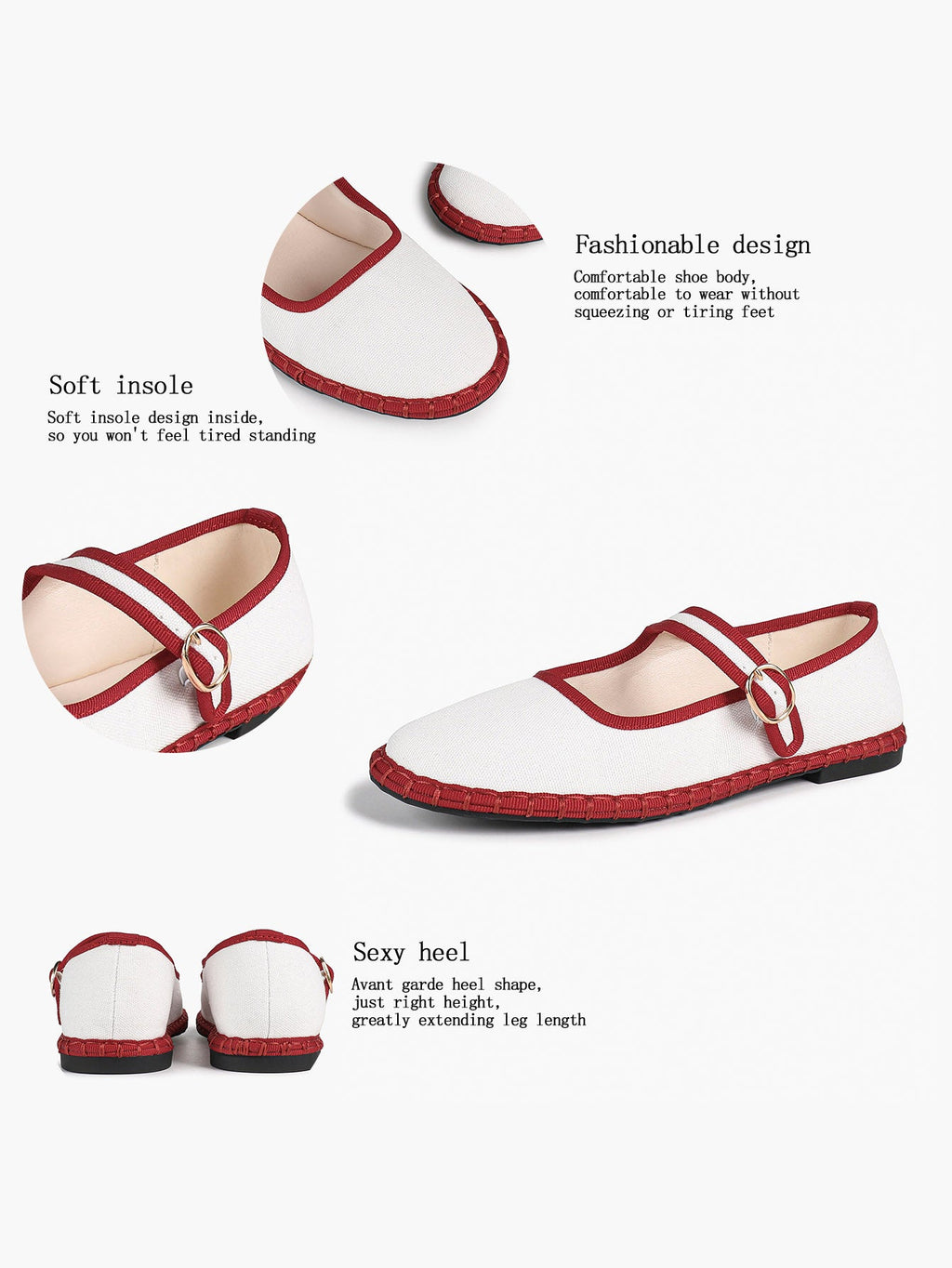 Women's Woven Mary Jane Flats Brown Trim Slip On Shoes Vacation Dailywear Shoes ISHIFIVAN