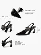 Women's Black Mary‑Jane Slingback Heels Pointed Toe High Heel Pumps