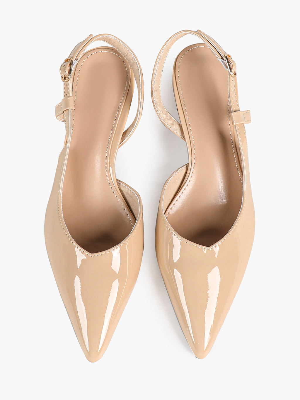 Women‘s Beige Pointed Toe Kitten Heels with Adjustable strap for Office Evening Dress Shoes