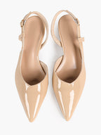 Women‘s Beige Pointed Toe Kitten Heels with Adjustable strap for Office Evening Dress Shoes