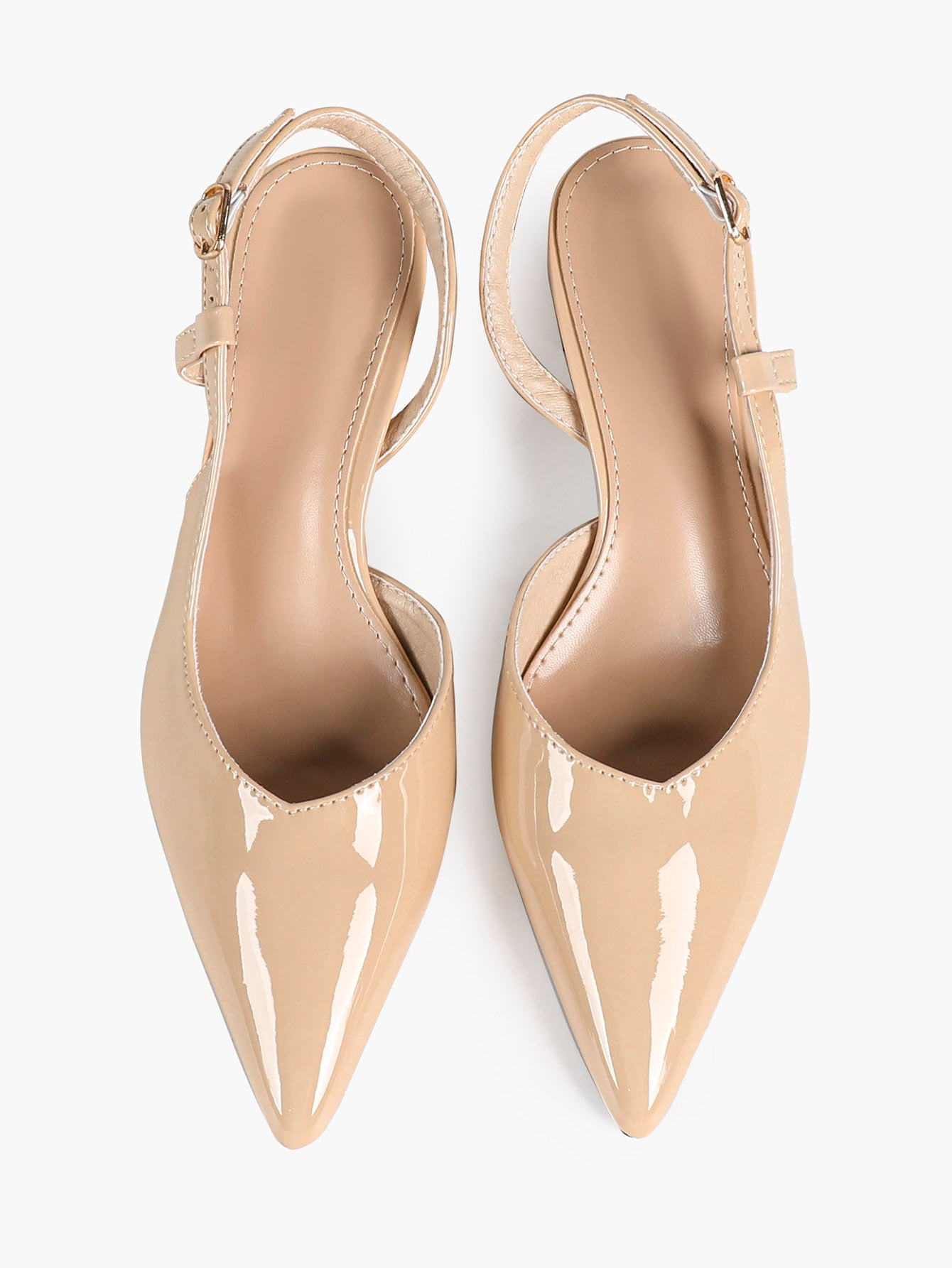Women‘s Beige Pointed Toe Kitten Heels with Adjustable strap for Office Evening Dress Shoes