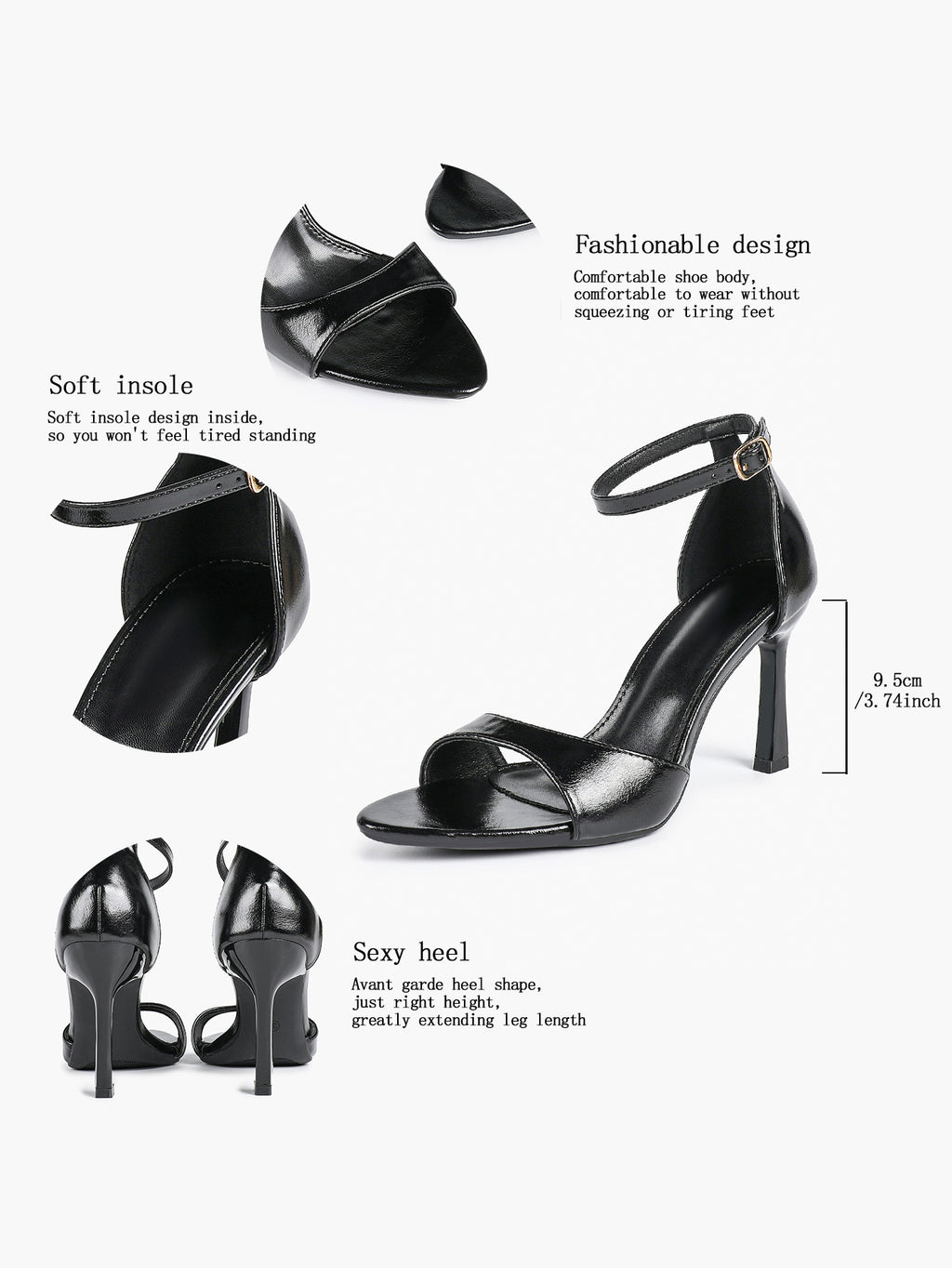 Women's Ankle Strap Heeled Sandals Workwear Office Sandals