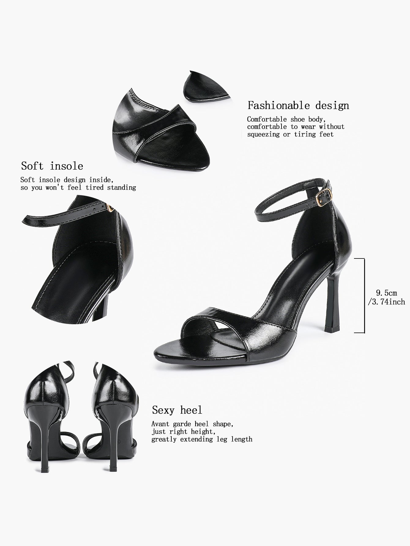 Women's Ankle Strap Heeled Sandals Workwear Office Sandals