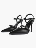 Double Strap Slingback Pointed Toe Stiletto Heels - Mary Jane Style Pumps