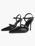 Double Strap Slingback Pointed Toe Stiletto Heels - Mary Jane Style Pumps
