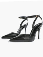 Classic Pointed Toe Ankle Strap Stilettos - Formal Event Heels