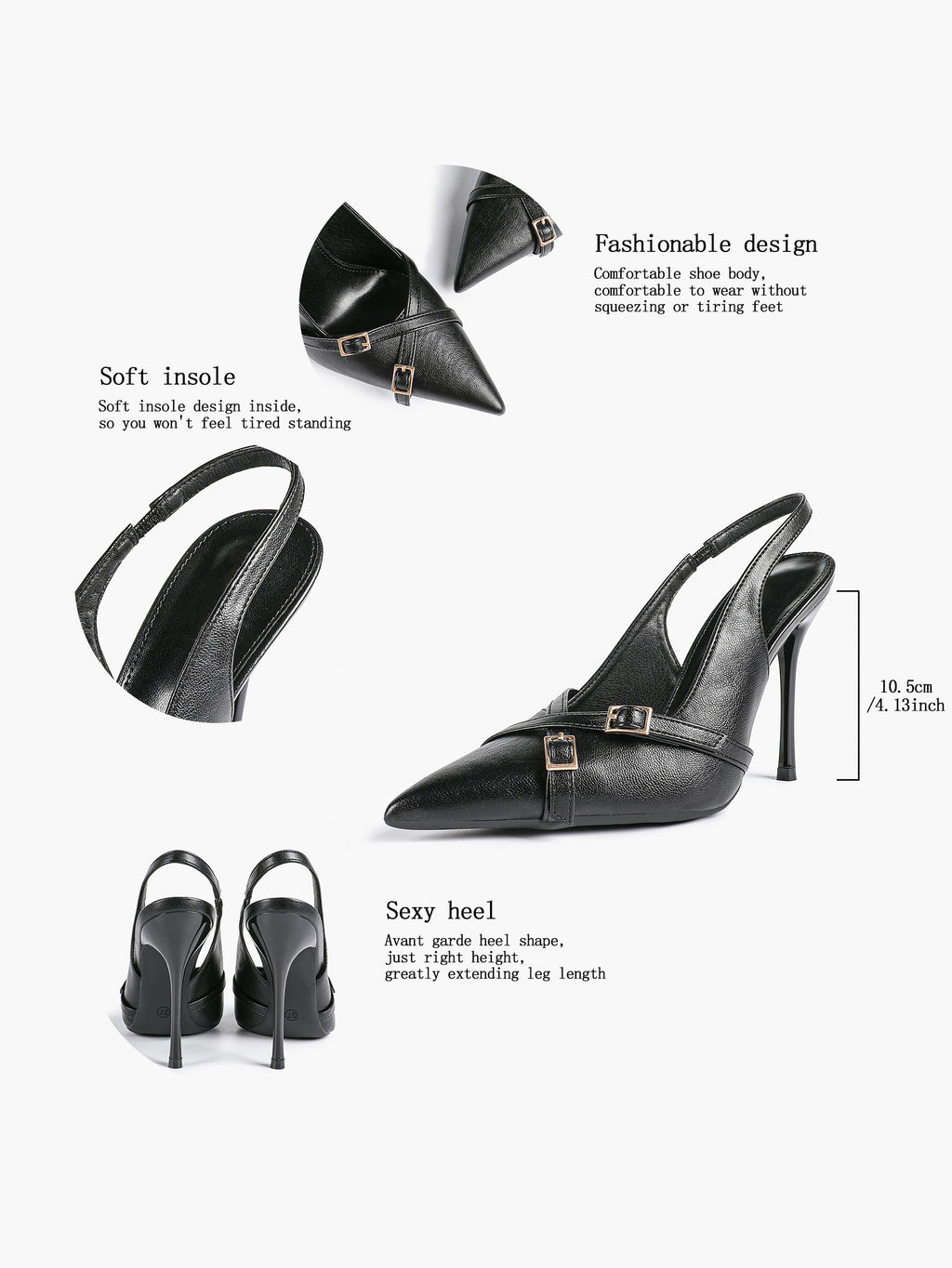 Women's Buckle Accent Pointed Toe Pumps Heels - Party Date Night Heels