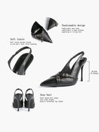 Women's Buckle Accent Pointed Toe Pumps Heels - Party Date Night Heels