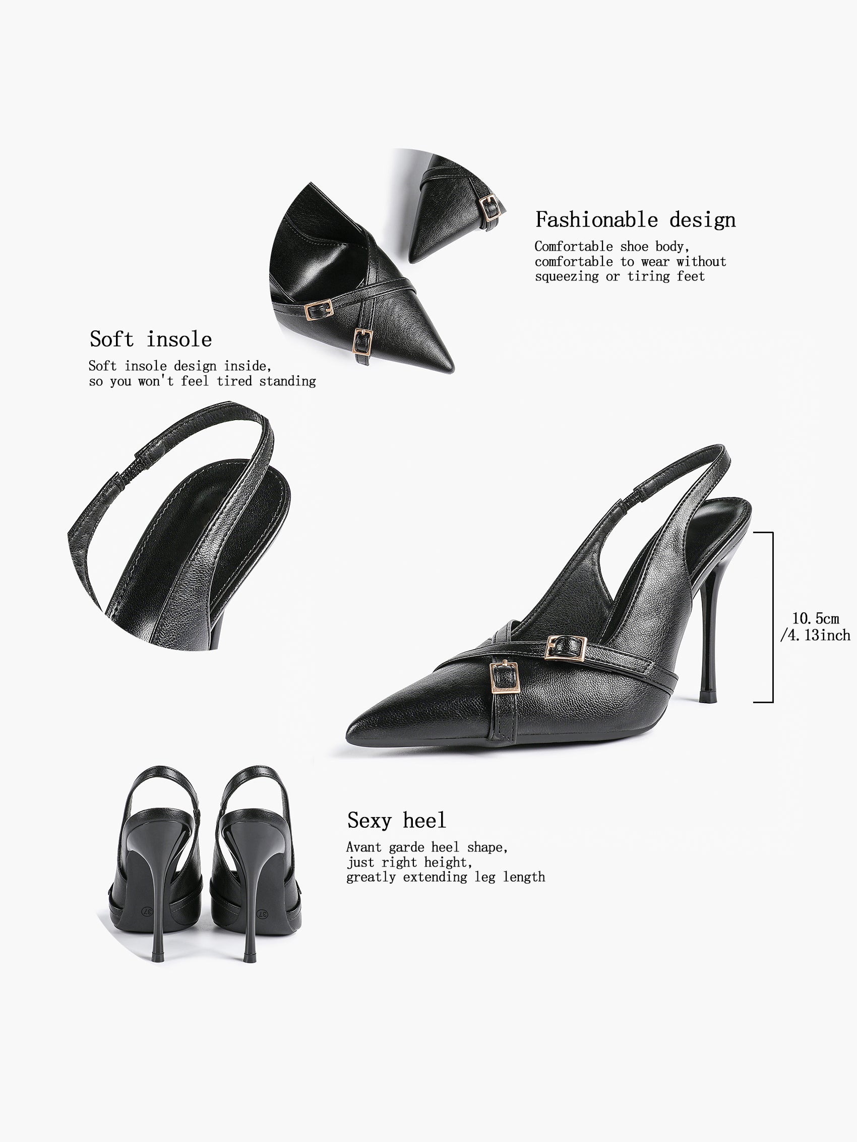 Women's Buckle Accent Pointed Toe Pumps Heels - Party Date Night Heels