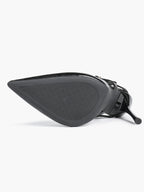 Black Textured Leather T-Strap Slingback Heeled Pumps Pointed Toe Stiletto Classic Pumps