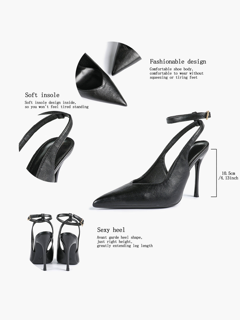 Pointed Toe Ankle Strap Classic Heels – Office Evening Pumps