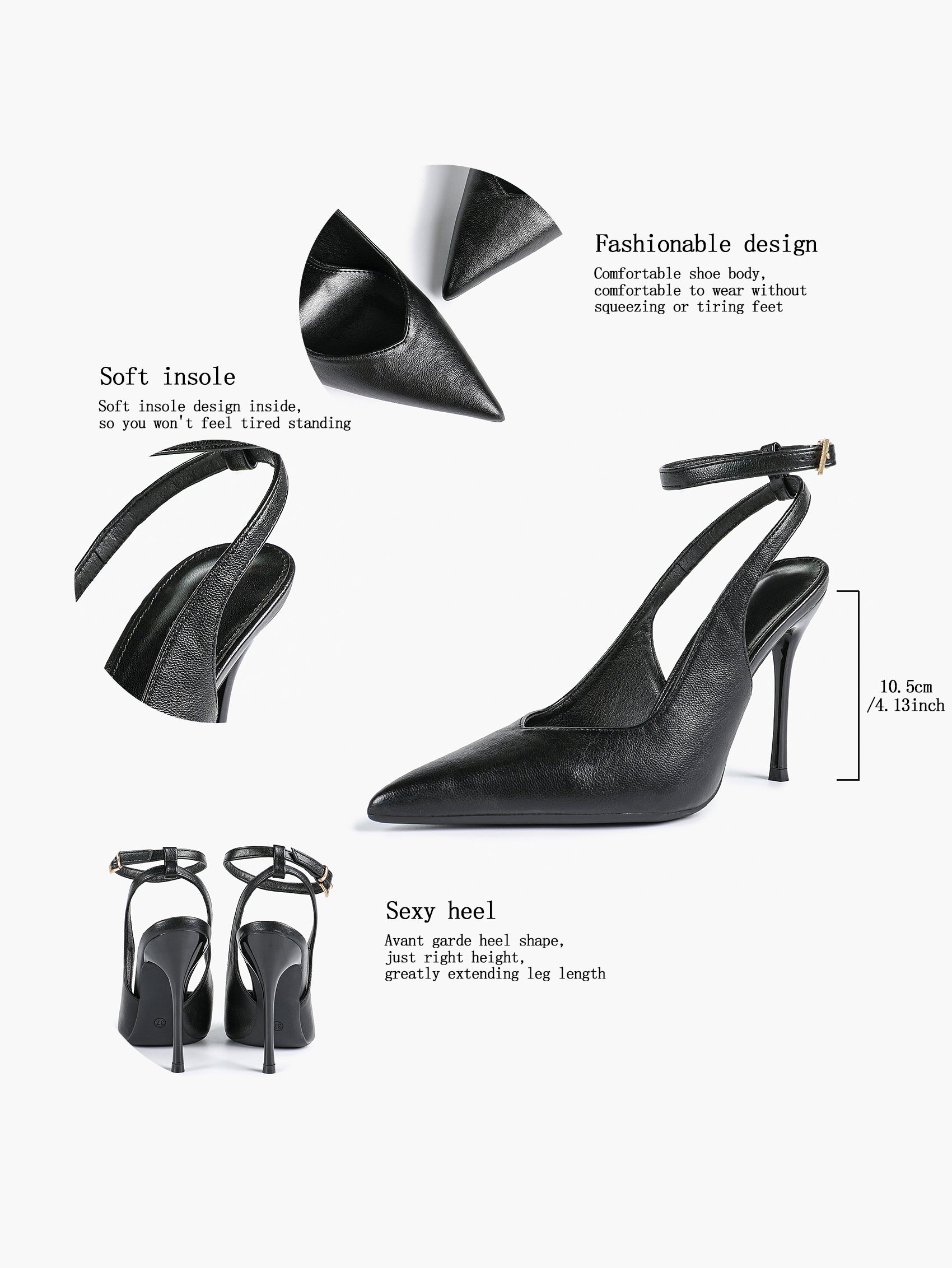 Pointed Toe Ankle Strap Classic Heels – Office Evening Pumps