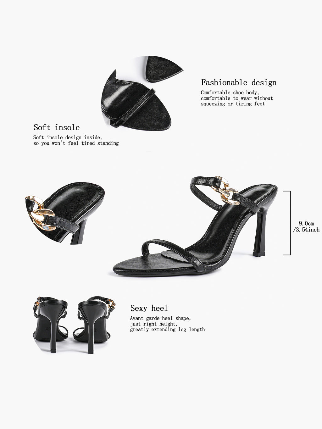 Chain Detail Open Toe High Heel Mules - Daily Party Sandals