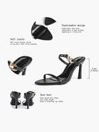 Chain Detail Open Toe High Heel Mules - Daily Party Sandals