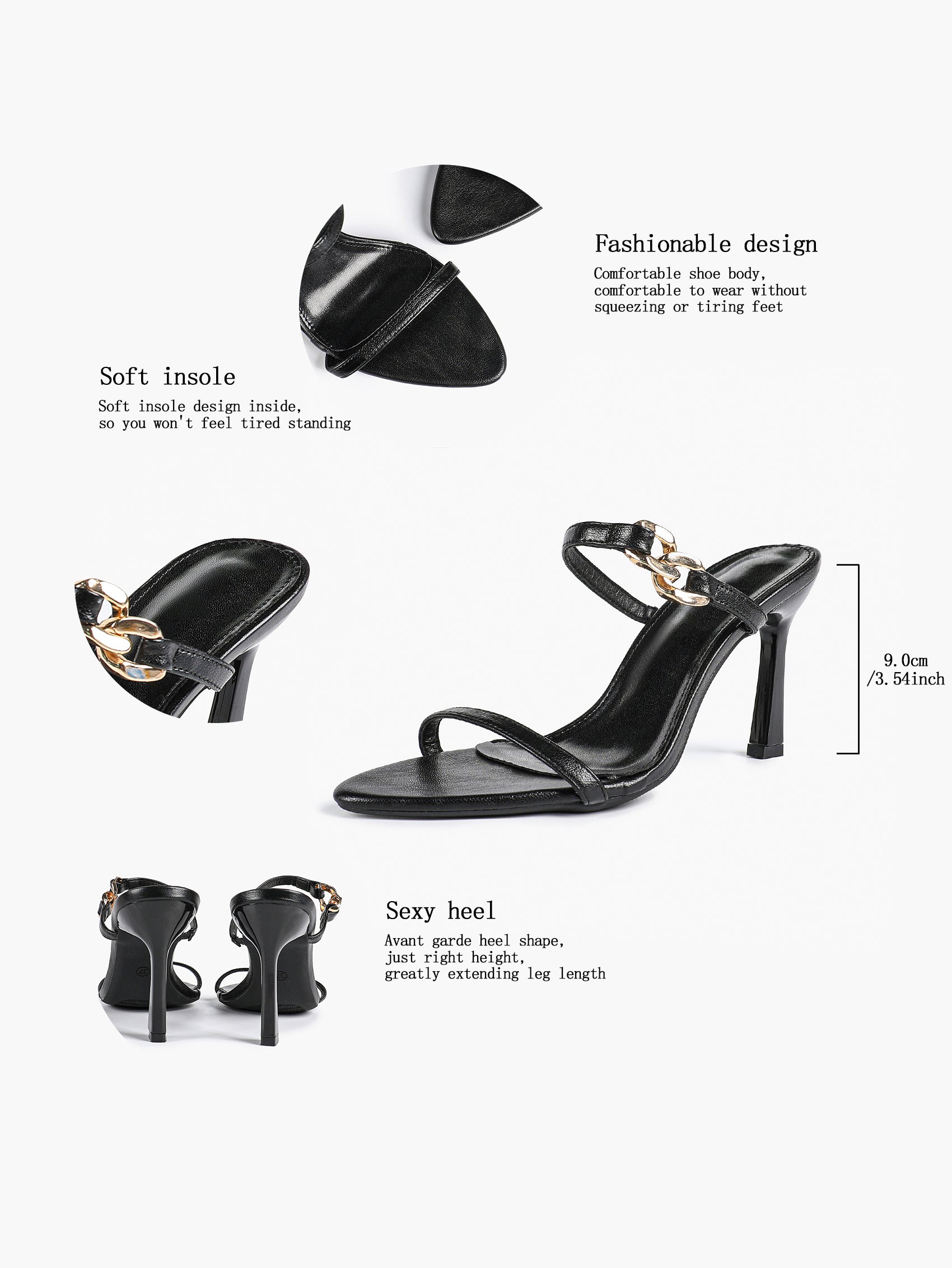 Chain Detail Open Toe High Heel Mules - Daily Party Sandals