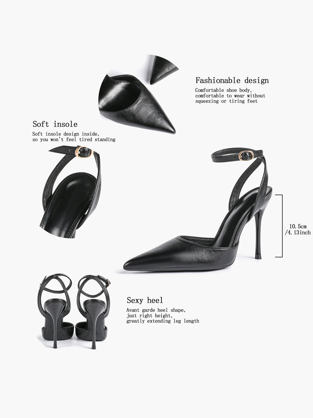Classic Pointed Toe Ankle Strap Stilettos - Formal Event Heels