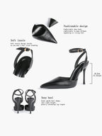Classic Pointed Toe Ankle Strap Stilettos - Formal Event Heels