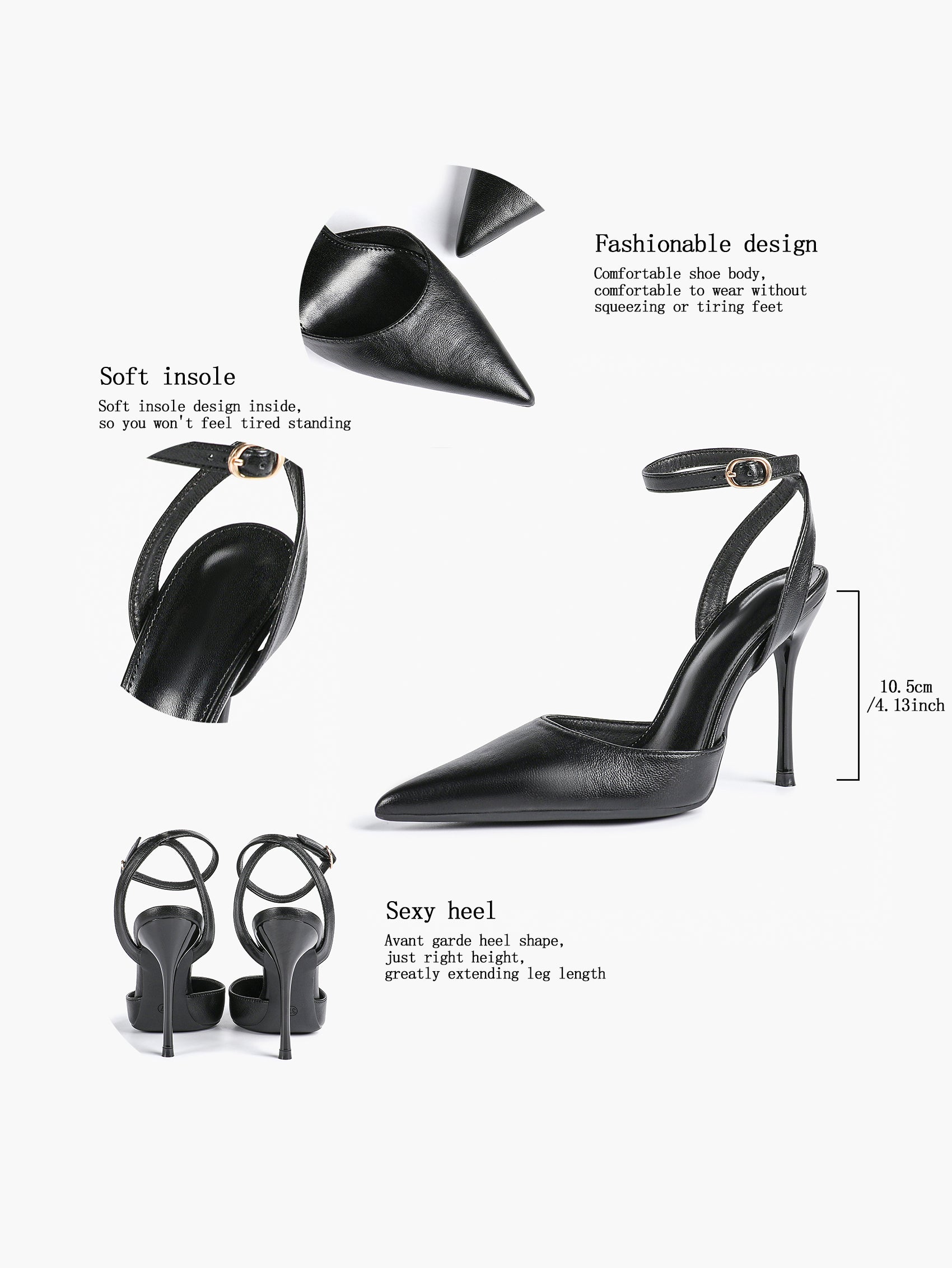 Classic Pointed Toe Ankle Strap Stilettos - Formal Event Heels
