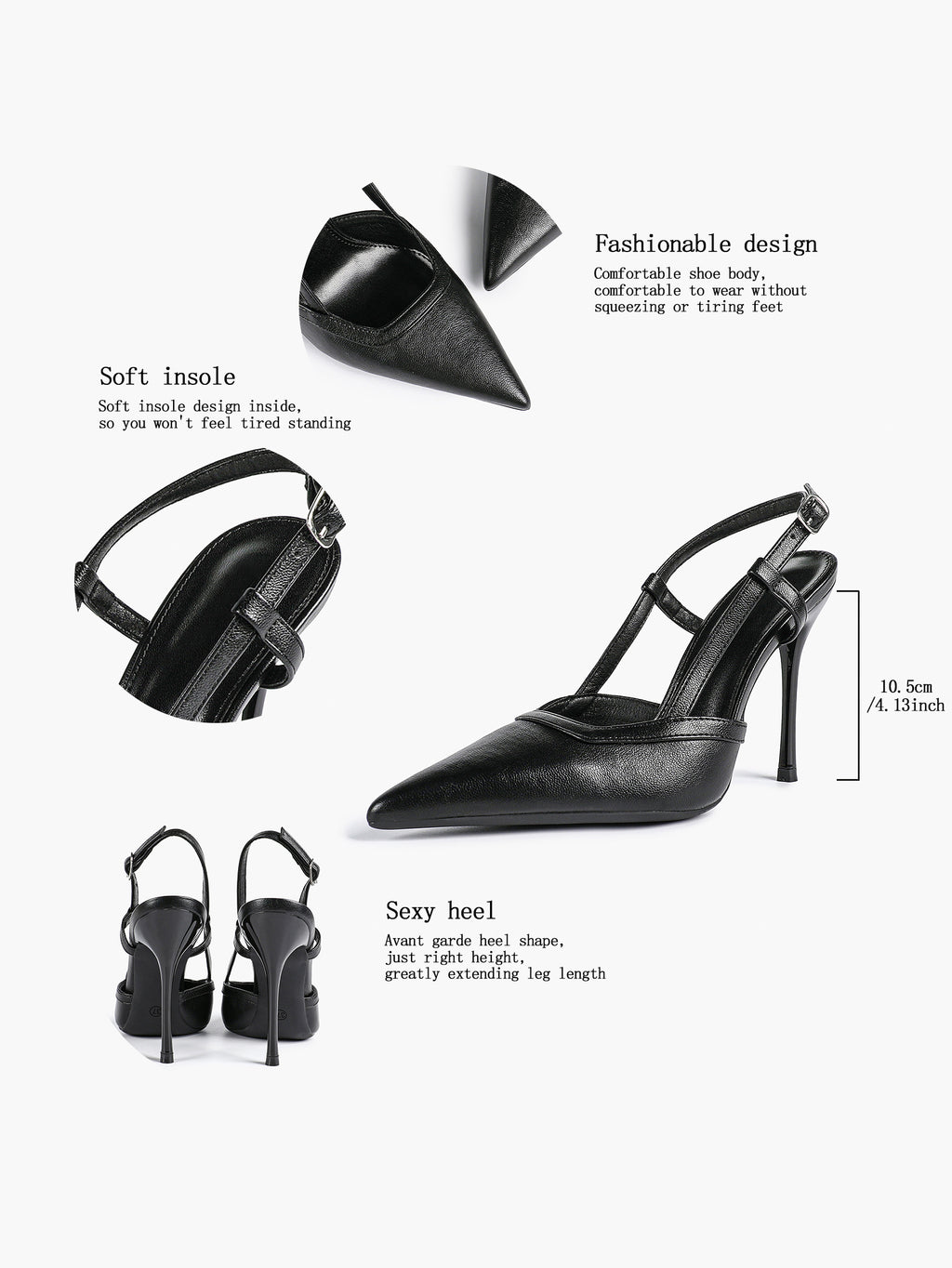 Pointed Toe Slingback Stiletto Heels | Elegant Dress Pumps