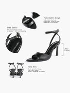 Open Toe Single Band Ankle Strap Heels Adjustable Sandals for Summer Date