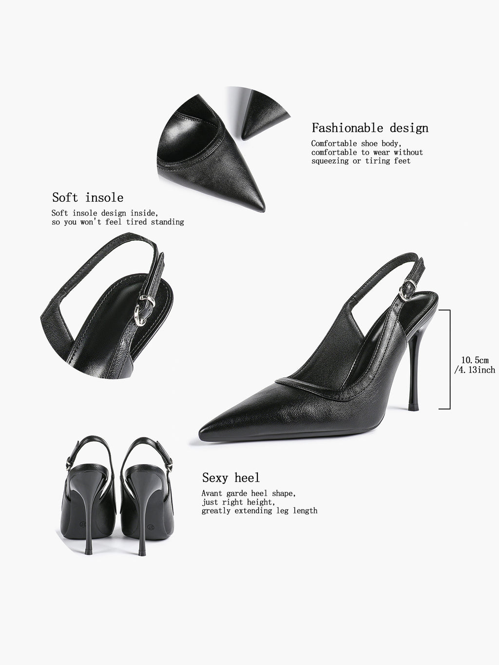 Glossy Patent Slingback Heels | Pointed Toe Formal Heels