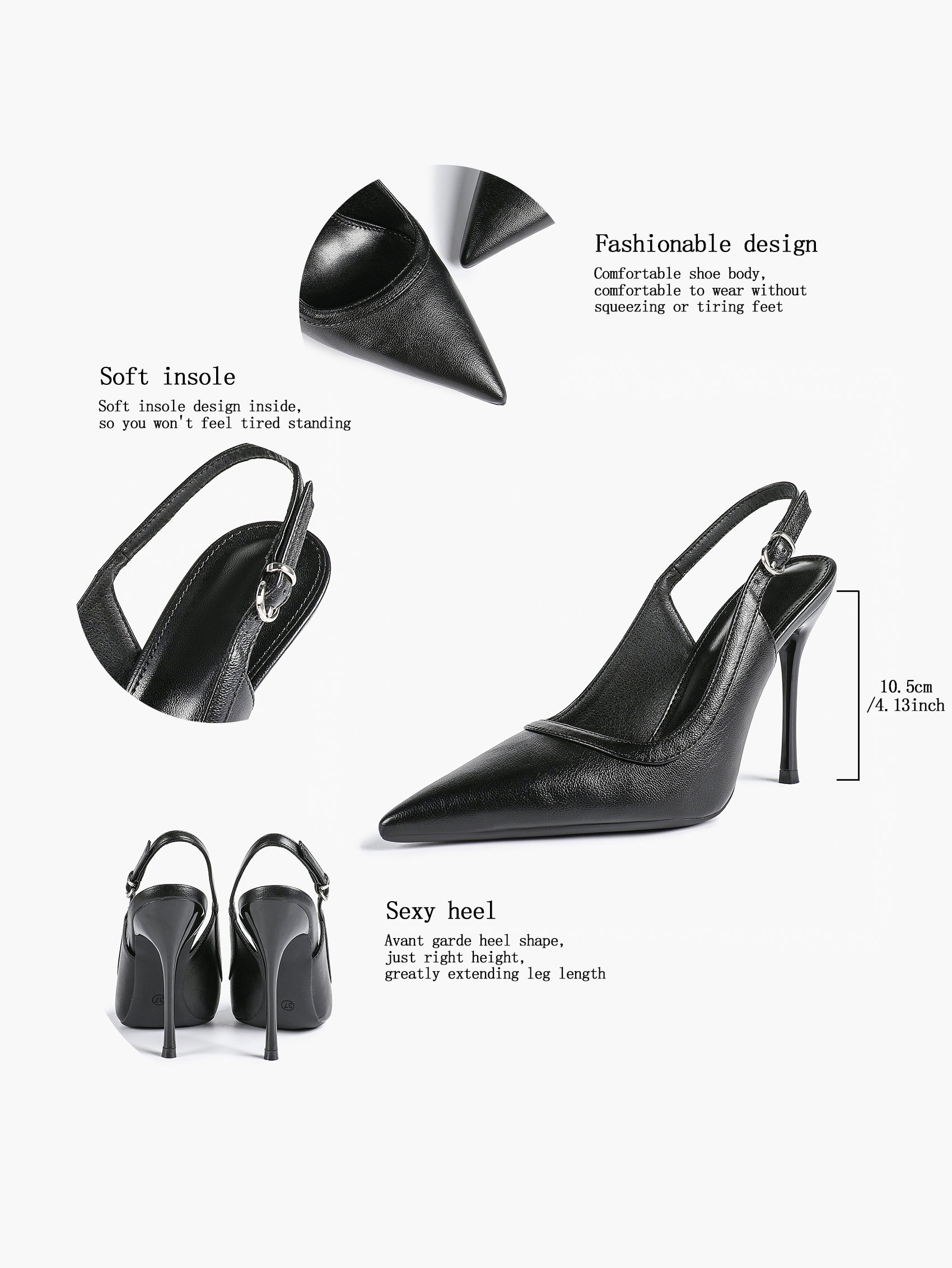 Glossy Patent Slingback Heels | Pointed Toe Formal Heels