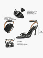 Gold Metallic Knotted Multi-Strap Open Toe Ankle Strap High Heel Sandals