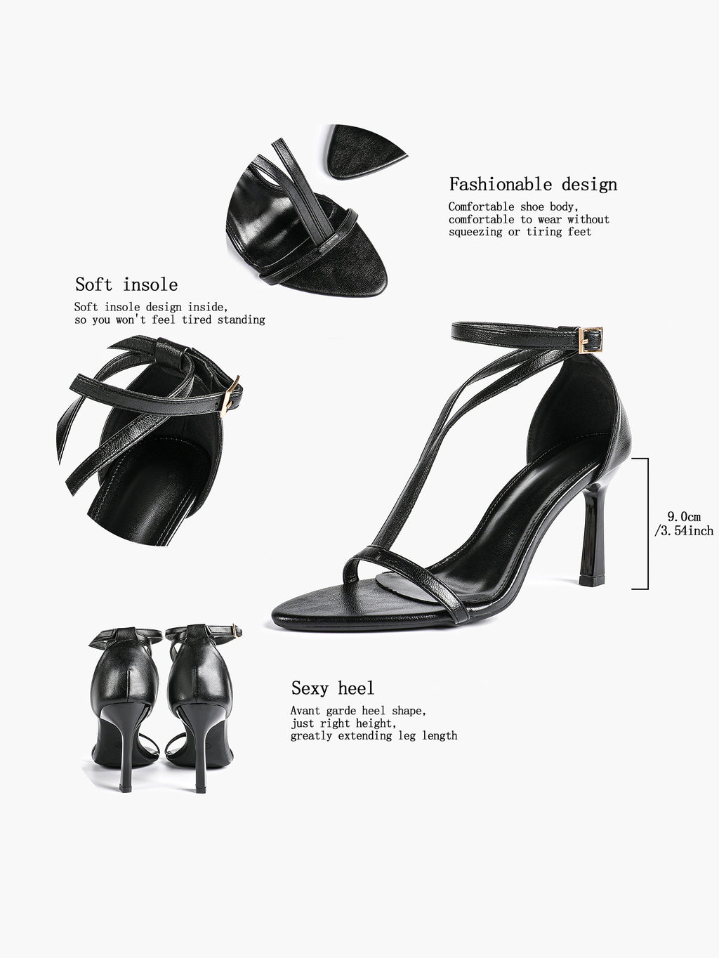Women's Pointed Toe T-Strap High Heel Sandals -Summer, Wedding Guest, Date Night
