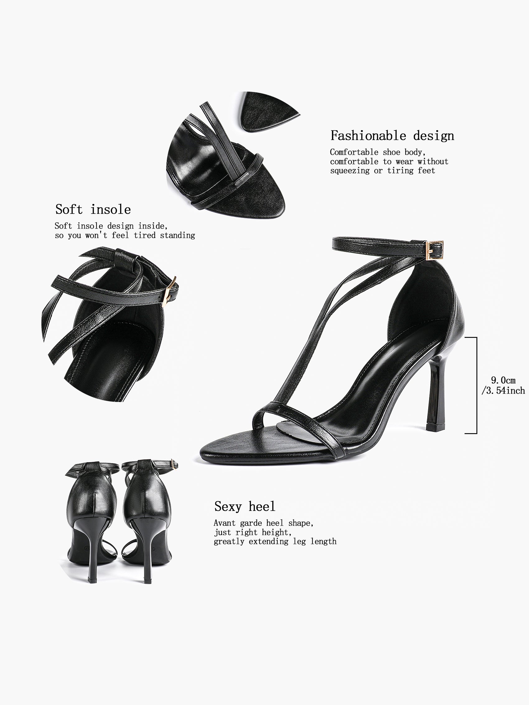 Women's Pointed Toe T-Strap High Heel Sandals -Summer, Wedding Guest, Date Night