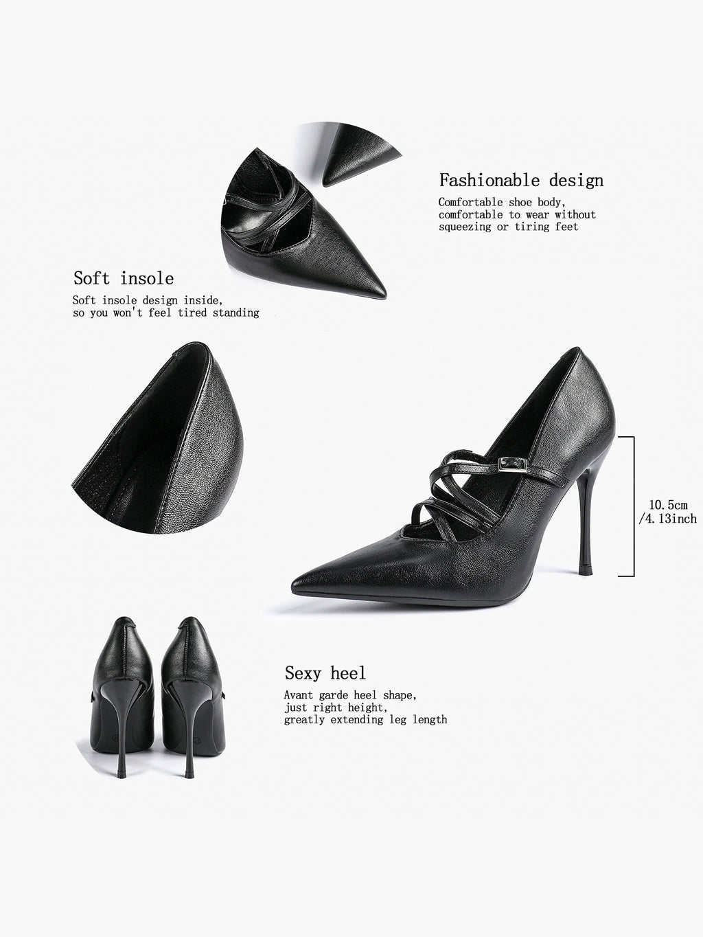 Cross Buckle Slingback Heels - Classic Pointed Toe Pumps