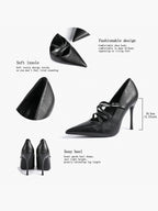 Cross Buckle Slingback Heels - Classic Pointed Toe Pumps