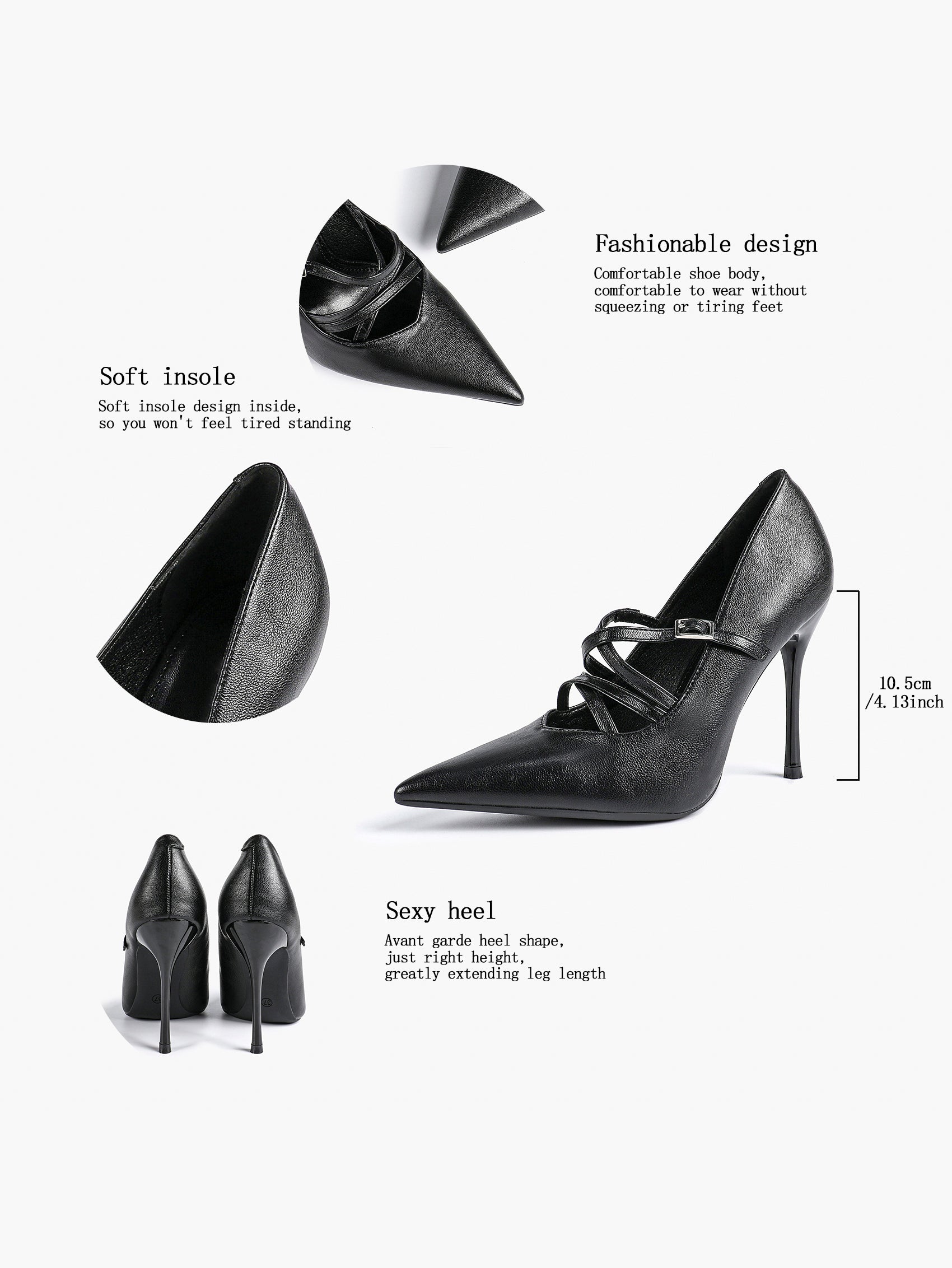 Cross Buckle Slingback Heels - Classic Pointed Toe Pumps