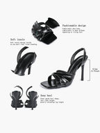 Crisscross Strap Slingback Heeled Sandals Square Toe Stiletto Pumps Wedding Date Night